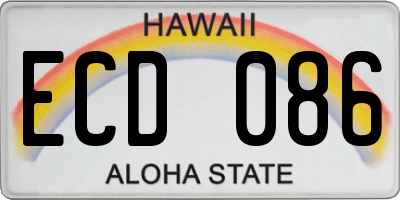 HI license plate ECD086