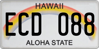 HI license plate ECD088