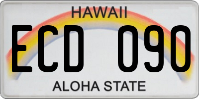 HI license plate ECD090
