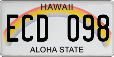 HI license plate ECD098