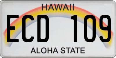 HI license plate ECD109