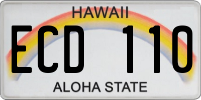 HI license plate ECD110