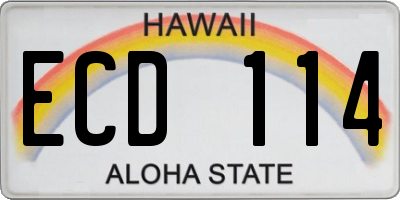 HI license plate ECD114