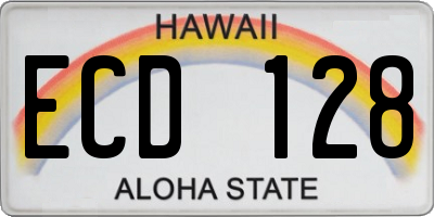 HI license plate ECD128