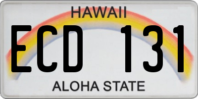 HI license plate ECD131