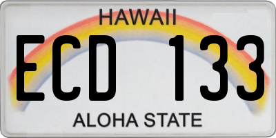 HI license plate ECD133