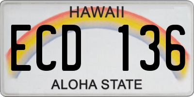 HI license plate ECD136