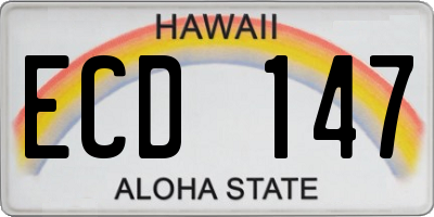 HI license plate ECD147