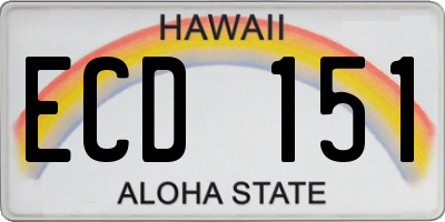 HI license plate ECD151