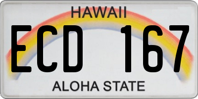 HI license plate ECD167