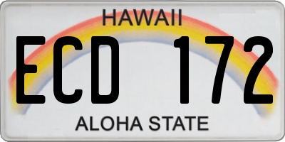 HI license plate ECD172