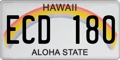HI license plate ECD180