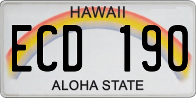 HI license plate ECD190