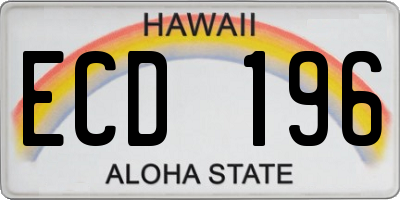 HI license plate ECD196