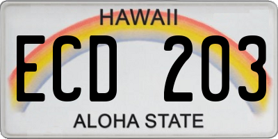 HI license plate ECD203