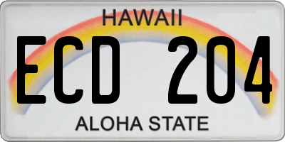 HI license plate ECD204