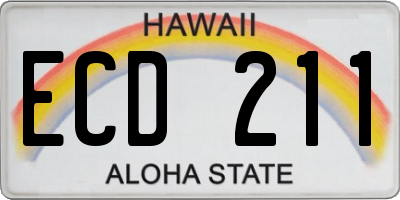 HI license plate ECD211