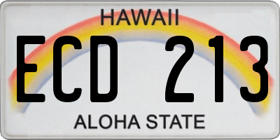 HI license plate ECD213