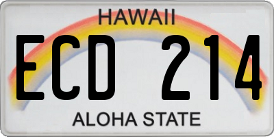 HI license plate ECD214