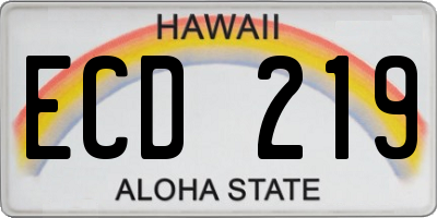 HI license plate ECD219