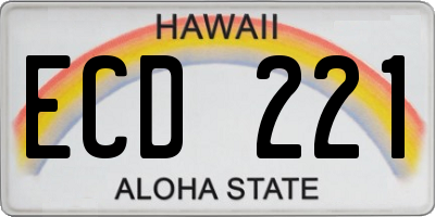 HI license plate ECD221