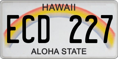 HI license plate ECD227