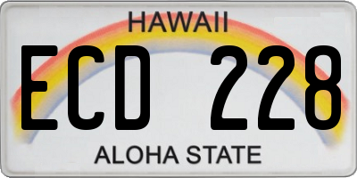 HI license plate ECD228