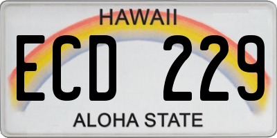 HI license plate ECD229