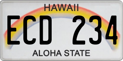 HI license plate ECD234