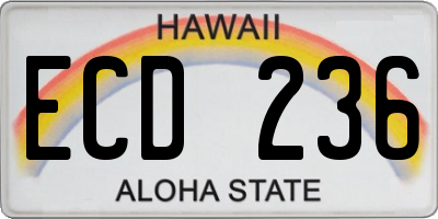 HI license plate ECD236