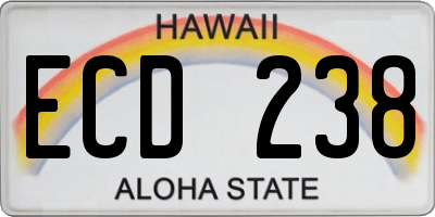 HI license plate ECD238