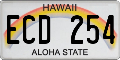 HI license plate ECD254