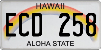 HI license plate ECD258