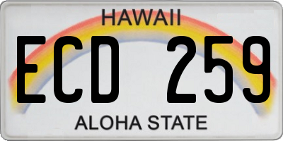 HI license plate ECD259