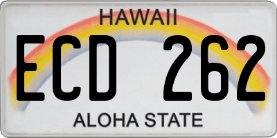 HI license plate ECD262