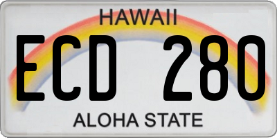 HI license plate ECD280