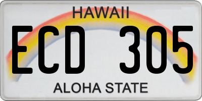 HI license plate ECD305