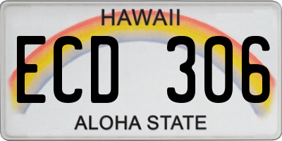 HI license plate ECD306