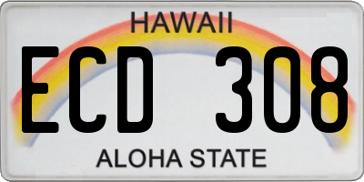 HI license plate ECD308