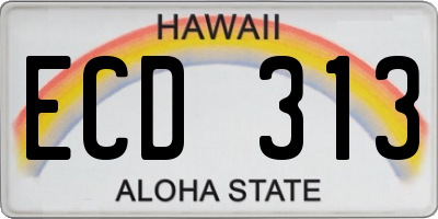 HI license plate ECD313