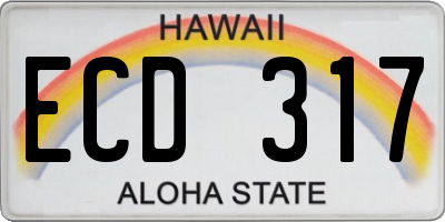 HI license plate ECD317