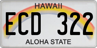 HI license plate ECD322