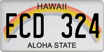 HI license plate ECD324