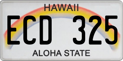 HI license plate ECD325