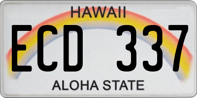 HI license plate ECD337