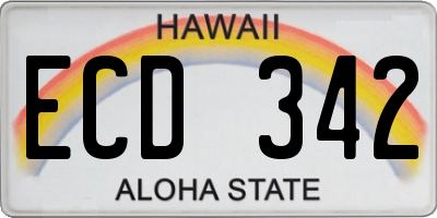 HI license plate ECD342