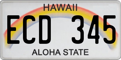 HI license plate ECD345