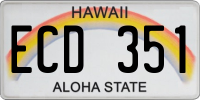 HI license plate ECD351