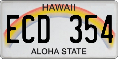 HI license plate ECD354