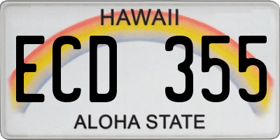 HI license plate ECD355